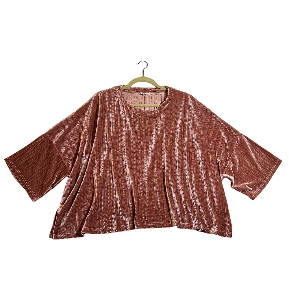 POL Crewneck Oversized Drop Shoulder Velvet Top Size M Lagenlook Boho Whimsy
